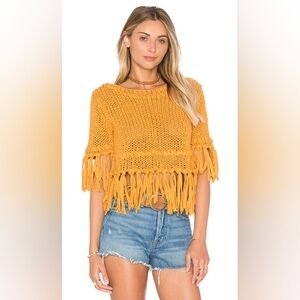 Free People On The Fringe Pullover in Yellow - Medium